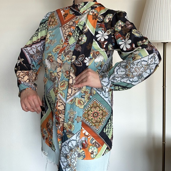 Floral print blouse size M/L / women's shirt - Picture 11 of 16